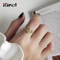 kinel rose flower ring open adjustable finger rings for women band 925 sterling silver 18k gold jewelry korean