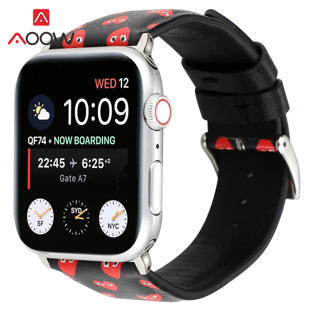 Кожаный ремешок для часов с камуфляжной печатью для Apple Watch, 40 мм, 44 мм, 38 мм, 42 мм, браслет с сердечками для мужчин и женщин, ремешок для iWatch 1, 2, 3, 4