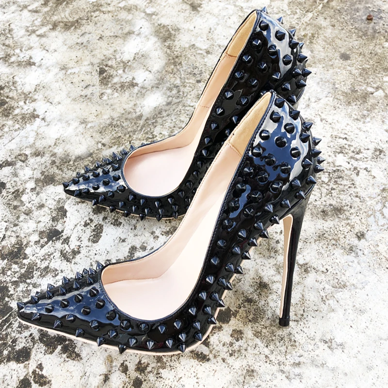 2021 Модные Бесплатная доставка черный лакированная кожаные туфли на шпильках с