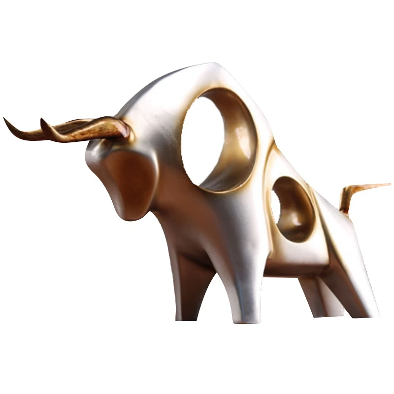 

Cattle Statue Ox Home Decor Living Room Bull Sculpture Wine TV Cabinet Ornament Crafts Abstract Animal Figurine