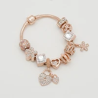 new a rose gold women bracelet love pendant bracelet set for girls jewelry christmas gift