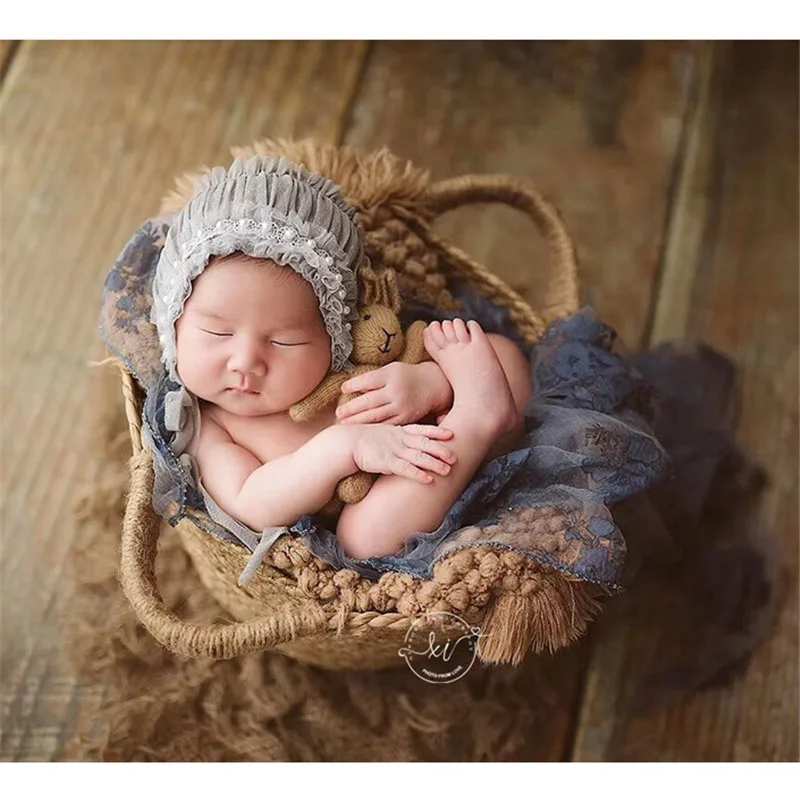 Корзина для фотографирования новорожденных из натуральной соломы плетеная