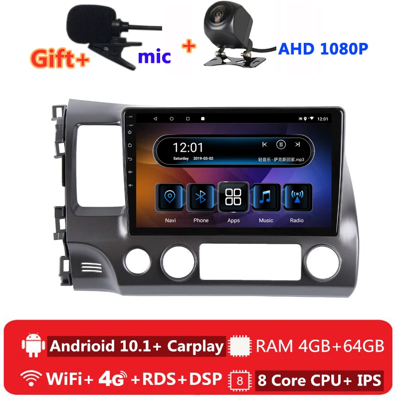 2 din 8 ядер android 10 автомобильное радио авто стерео для Honda Civic 2006 2011 2007 2008 2009 2010