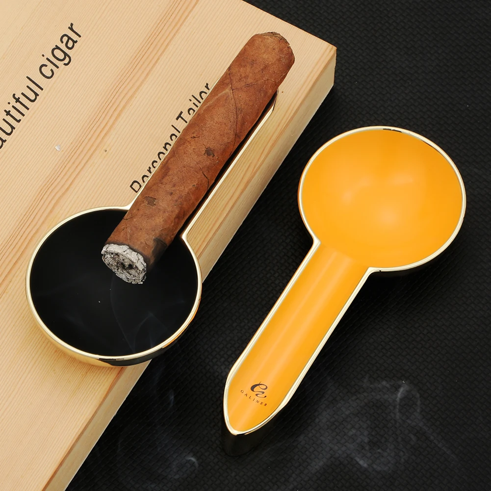

GALINER Portable Outdoor Ashtray Spoon Shape Cigar Holder Rest Home Ash tray Metal Tobacco Smoking Pocket Ashtray Travel