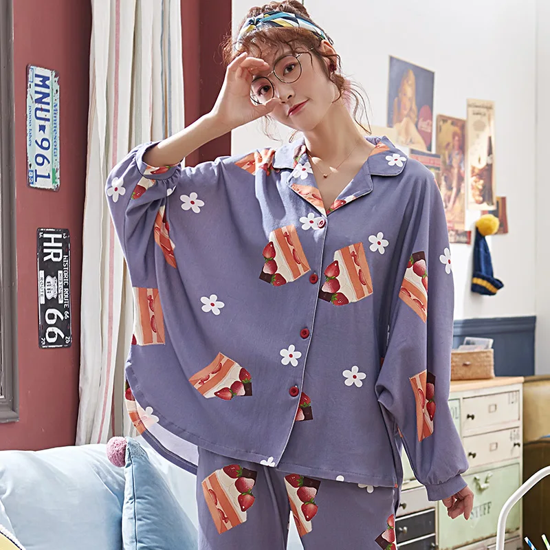 Весенне-осенняя хлопковая Свободная Домашняя одежда размера плюс пижамный