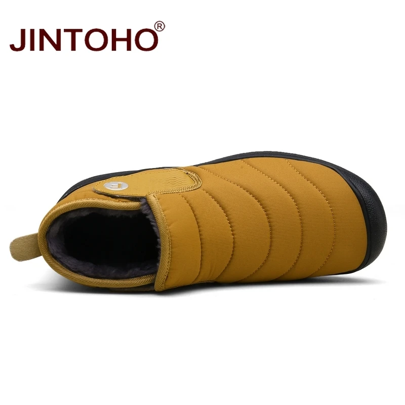 Теплые ботильоны JINTOHO унисекс водонепроницаемые мужские зимние ботинки модная
