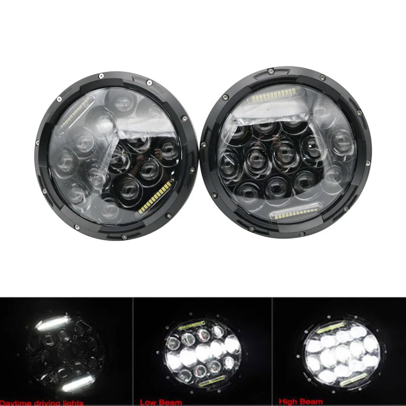 75w Headlight Black Для Suzuki Samurai UAZ Hunter 7 дюймов светодиодный проектор фара с halo DRL& Amber Поворотная сигнальная фара для Lada 4x4 Urban Niva - Цвет: 75w Headlight Black