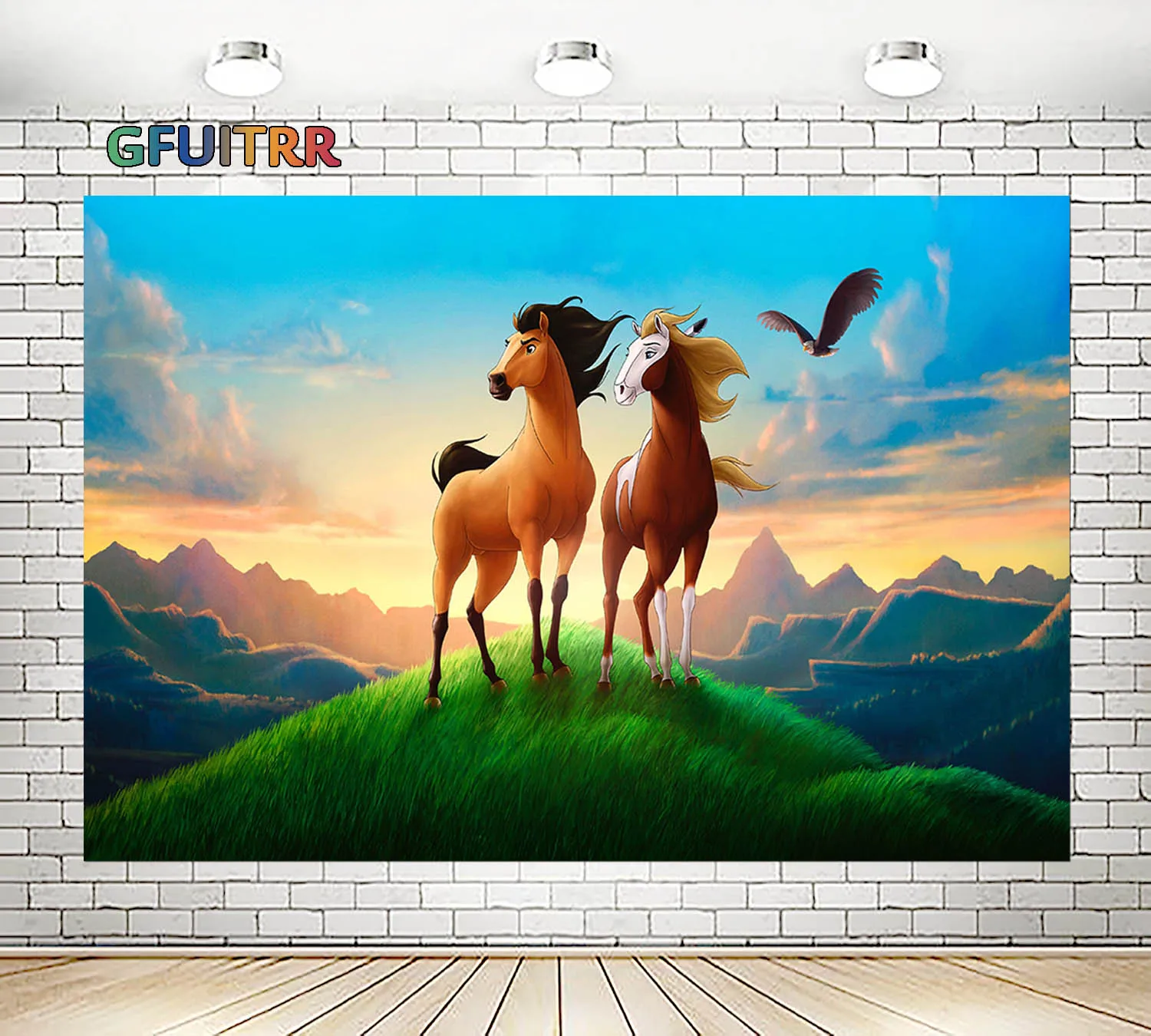 GFUITRR мультфильм лошадь фоны Дети День рождения фон холм Орл винил Фотография