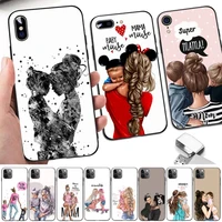 baby mom girls phone case for iphone 13 11 12 pro xs max 8 7 6 6s plus x 5s se 2020 xr case