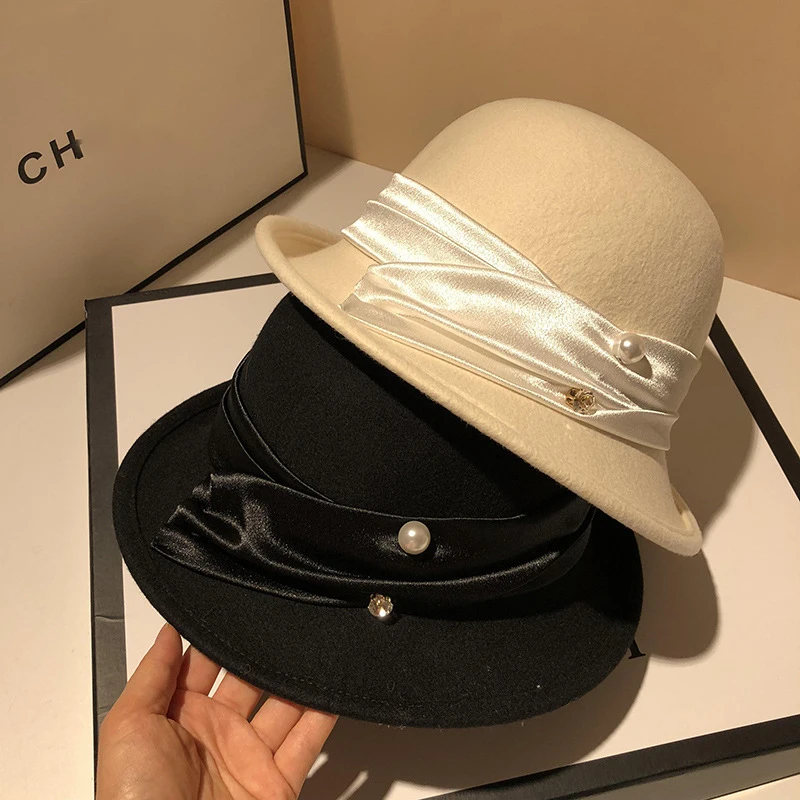 

Top hat pure wool female autumn and winter ladies elegant fashion all-match ladies style British style small top hat woolen felt