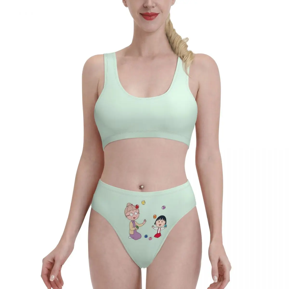 

Bikinis Maruko (2) Exotic 2021 Women Swimsuit high Waist women's top Anime Manga Chibi Women bathing suit SwimSuit