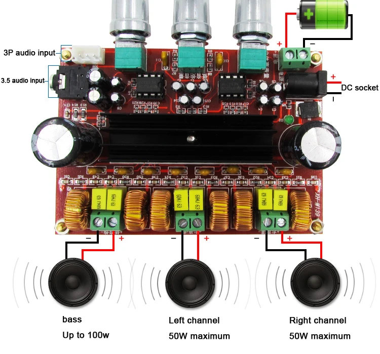 XH-M139 TPA3116D2 2x50 Вт+ 100 Вт 2,1 канальный цифровой сабвуфер усилитель мощности доска TPA3116* 2 3 канала DC 12-24 В Лидер продаж