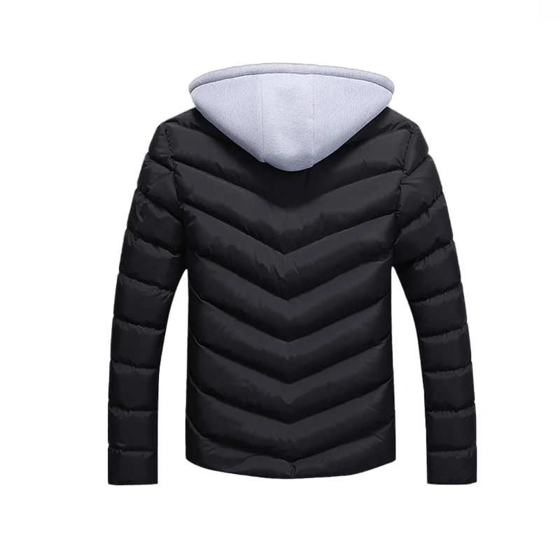 

20 Degree Winter Men's Parkas Jacket Hooded Jackets Casual Coats Men Outerwear Thick Cotton Color Contrast Jacket Male Clothing