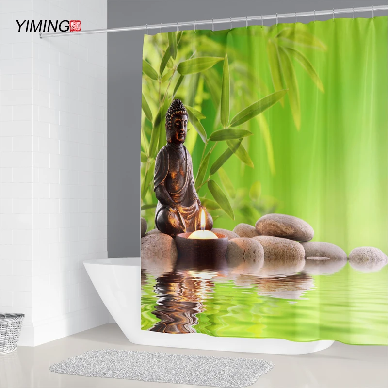 Занавеска для душа водонепроницаемая с 3d-изображением бамбуковой струящейся