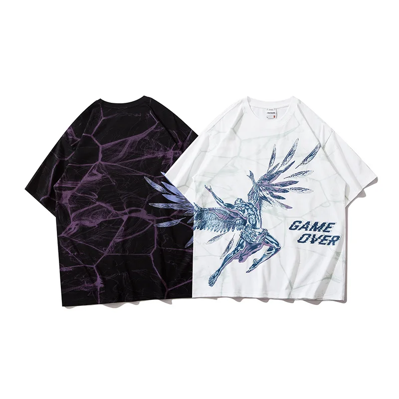 

Women's Fashion Summer Short Sleeve Tops Tshirts Hip Hop Pure Cotton Tees Harajuku Game Hero Pattern Print Youth Couple T-shirts