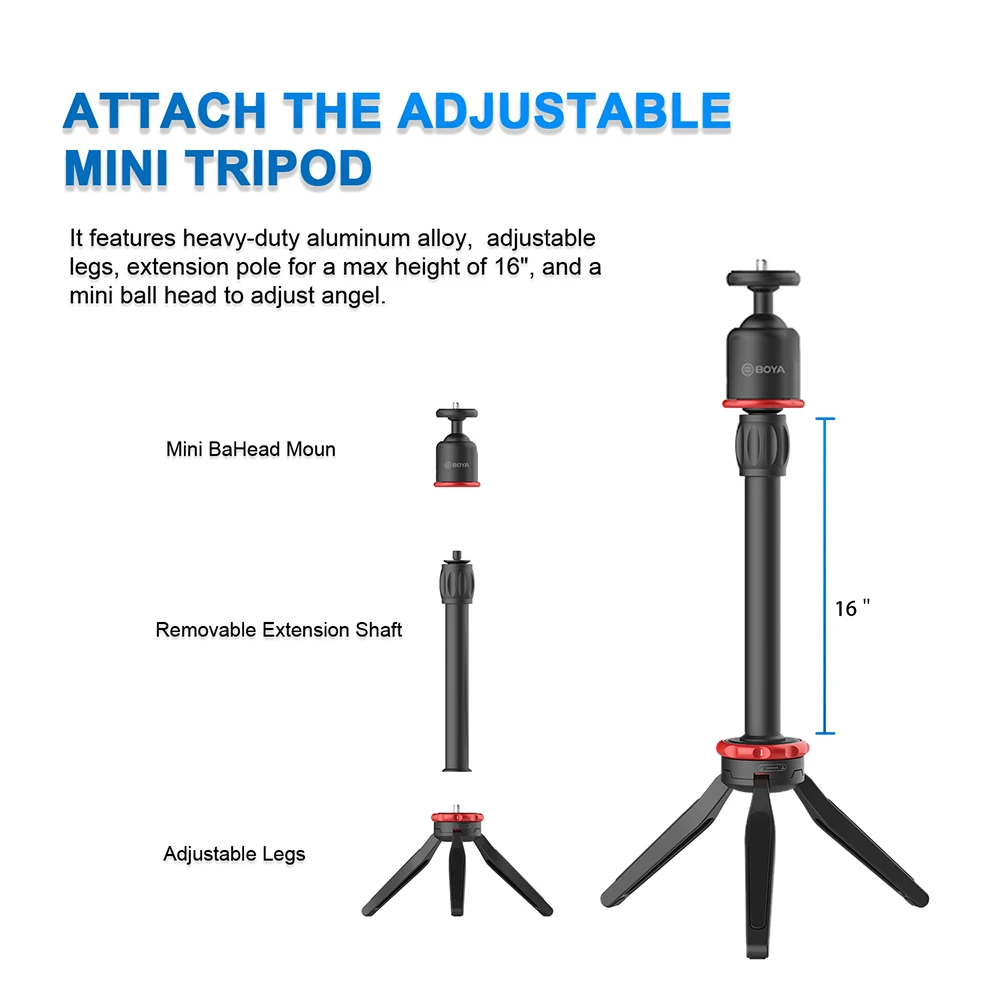 Устройство для видеосъемки на смартфоне BOYA VK-T1 с мини-штативом удлинительная