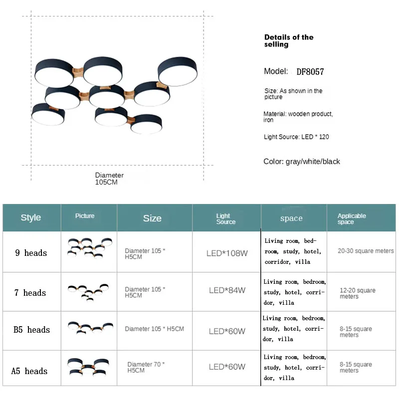 $56.00 Nordic simple home living room molecular creative LED 220V ceiling lamp solid wooden bedroom dining room lamp restaurant cafe