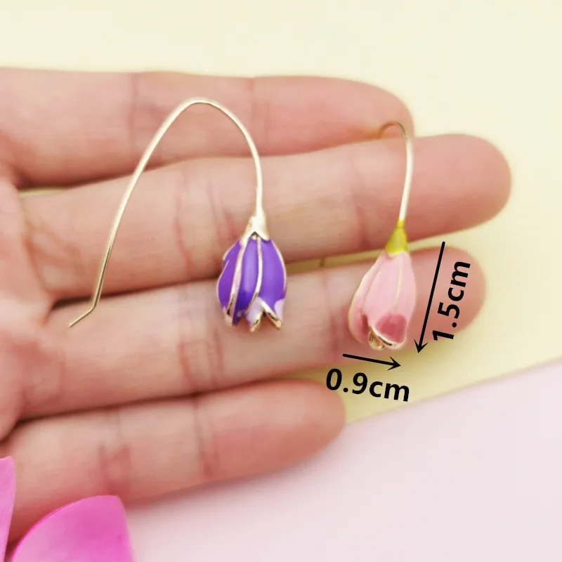 

Fashion Flower Earrings Korean Metal Enamel Earrings For Women Female Trendy Drop Earrings 2021 Trend New Jewelry