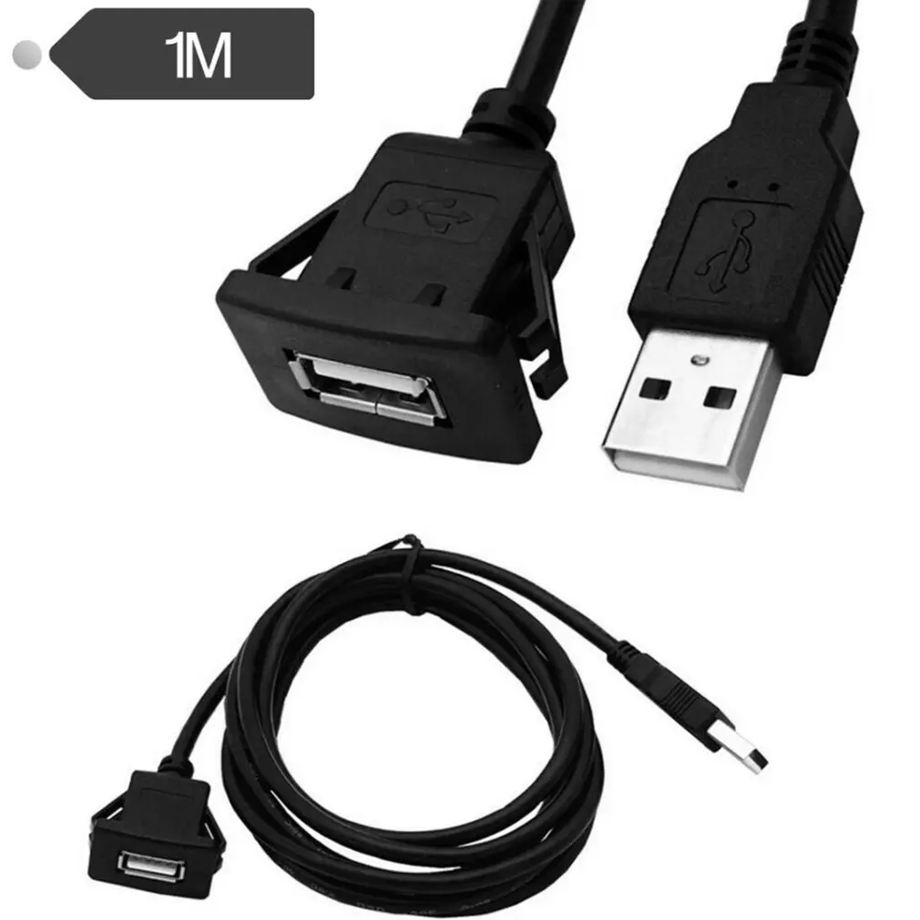 

catuo USB2.0 Flush Mount Cable 1M/2M Double/Single USB Port Extension Flush Dashboard Panel Mount Cable for Car Boat Motorcycle