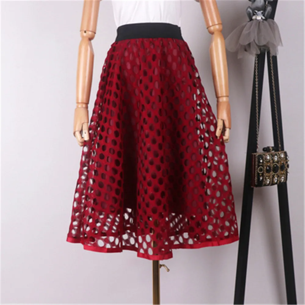 Женская юбка с высокой талией кружевная средней длины трапециевидная из тюля ZY4916