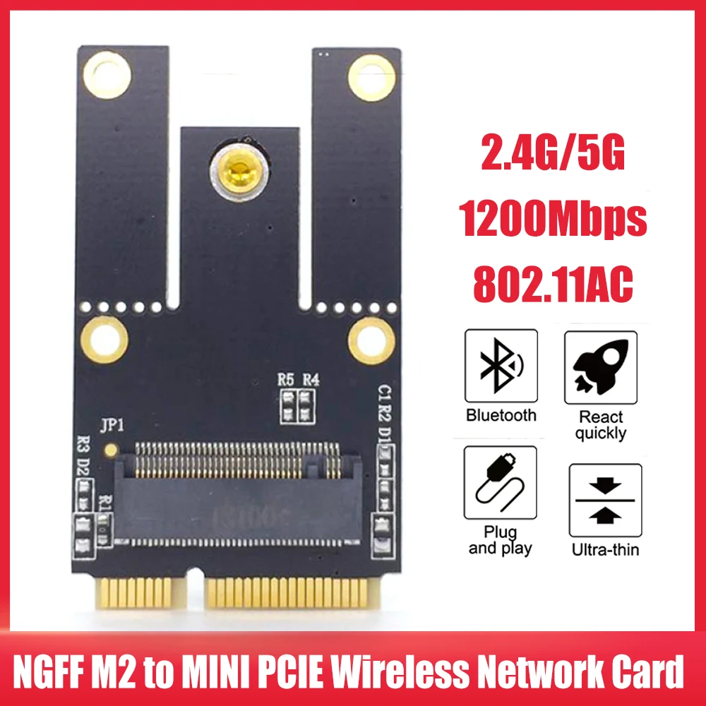 

M.2 NGFF to Mini PCI-E Converter Adapter for M.2 Wifi Wlan Bluetooth Card AX200 9260 8265 8260 for WindowsXP, Vista 32/64 bit
