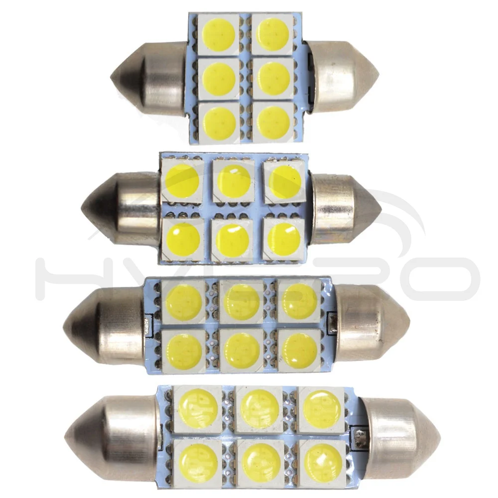 10X Белый светодиод 31 мм 36 39 41 C5w c10w 5050 6Led DC 12v гирлянда для салона купольный