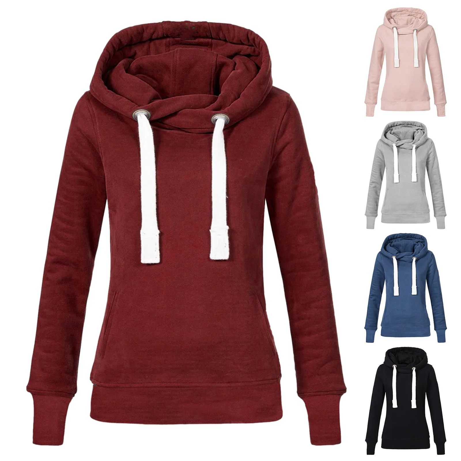 

Women Hoodies Harajuku Hoodie Cotton Jacket Casual Long-sleeve Solid Sweatshirt Hooded Pullover Tops Shirt Coat Woman Clothes