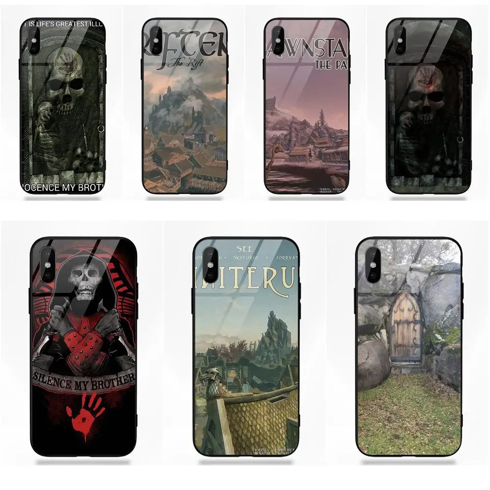 Мягкий ТПУ чехол + из закаленного стекла с принтом Skyrim Dark brothy Door для Apple iPhone 5 5C 5S SE 6