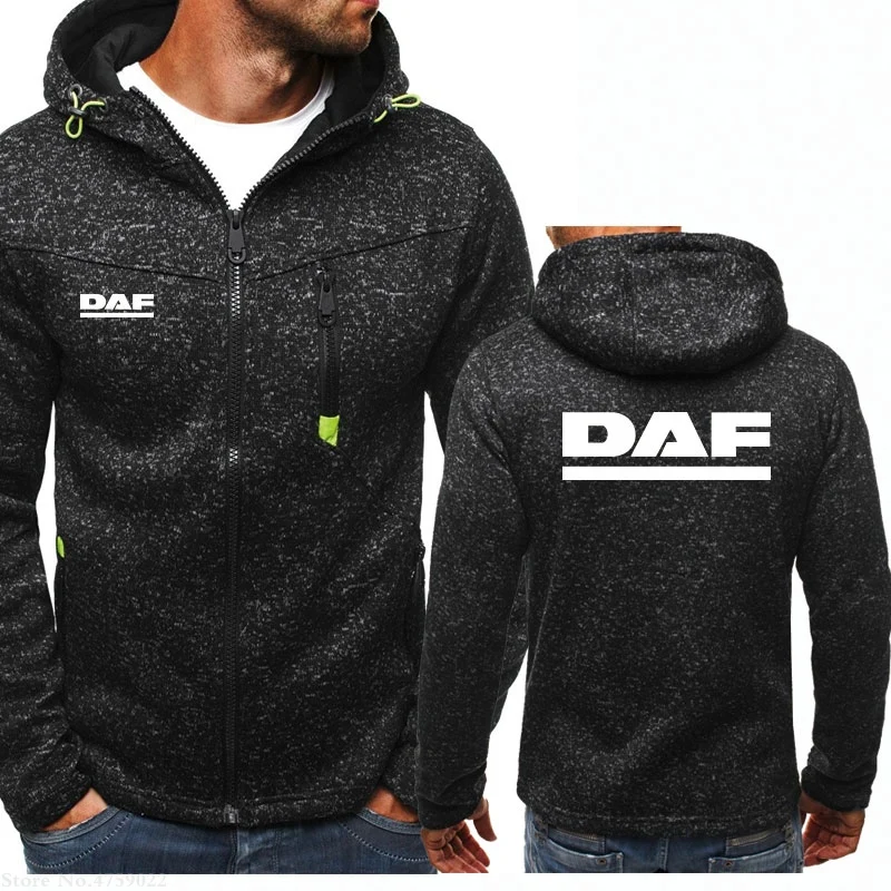 Зимние осенние повседневные флисовые мужские толстовки с капюшоном DAF длинным