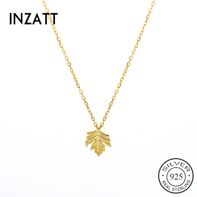 

SOFTPIG Real 925 Sterling Silver Gold Leaves Pendant Choker Necklace For Fashion Women Party Fine Jewelry 2019 Accessories GIft