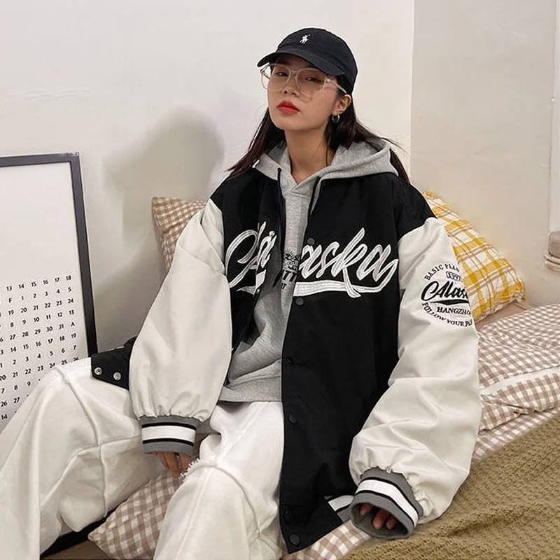 

Women's Baseball Uniform Jacket Spring and Autumn New High-quality Loose and Thin Couple Retro Clothes Jacket Y2K Ropa Fairycore