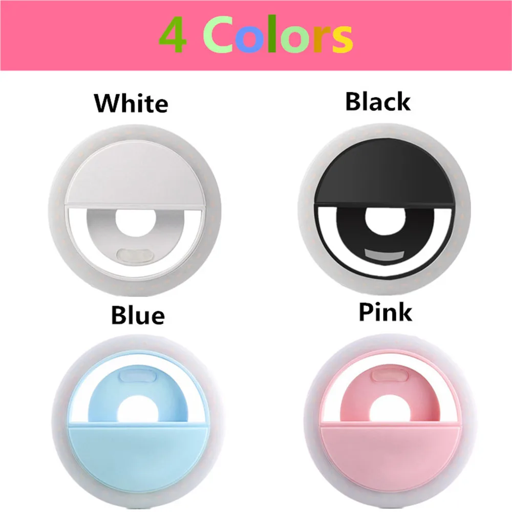 Kingqiu Selfie Ring selfie light photographic lighting with USB Charge ringlight Led ring for iPhone 7 X xiaomi photo | Мобильные