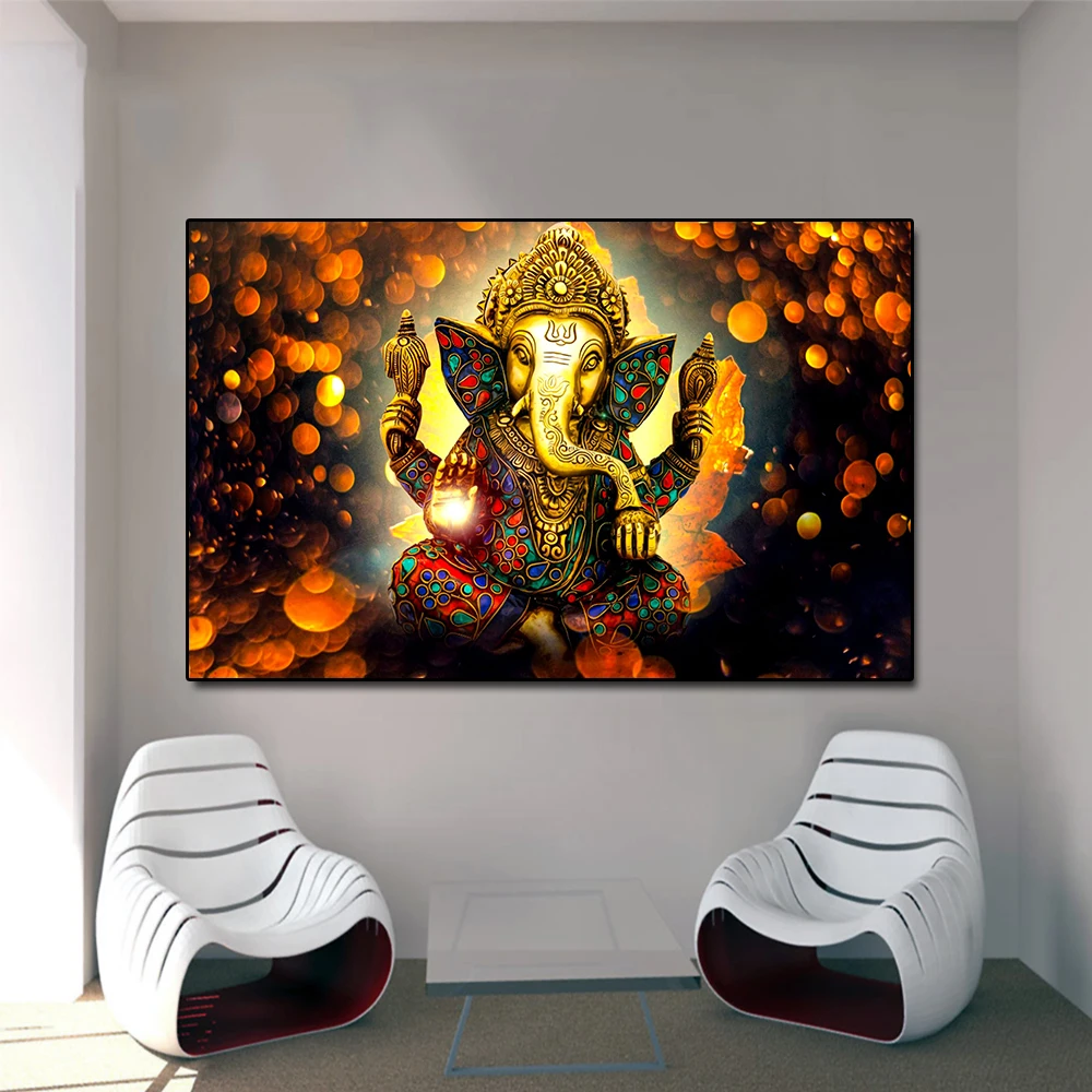 Плакат с Буддой Vinayaka Ganapati статуя лорда Ганеши Картина на холсте для гостиной