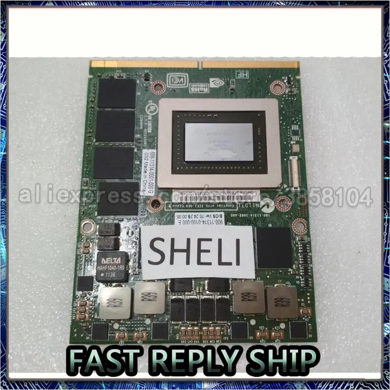 Видеокарта SHELI N V I D A Ge.Force GTX 580M GTX580M 2 ГБ GDDR5 MXM 3.0B для Alien.ware M17x M18X CN-03MF8R | Компьютеры и
