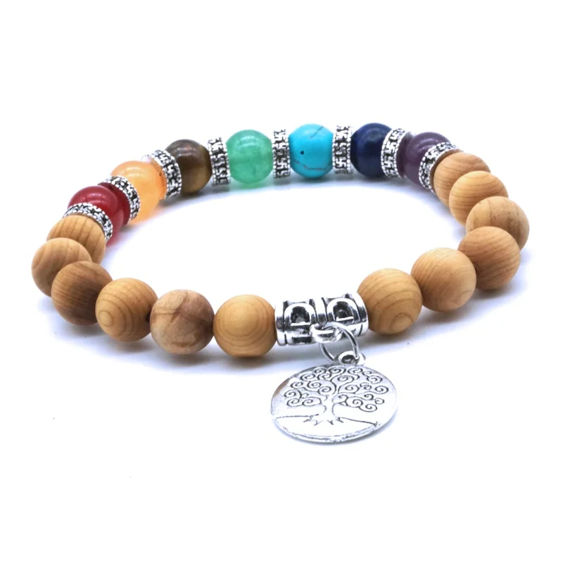 Дерево жизни 7 Чакр камень ароматерапия деревянные бусины эфирное масло диффузор