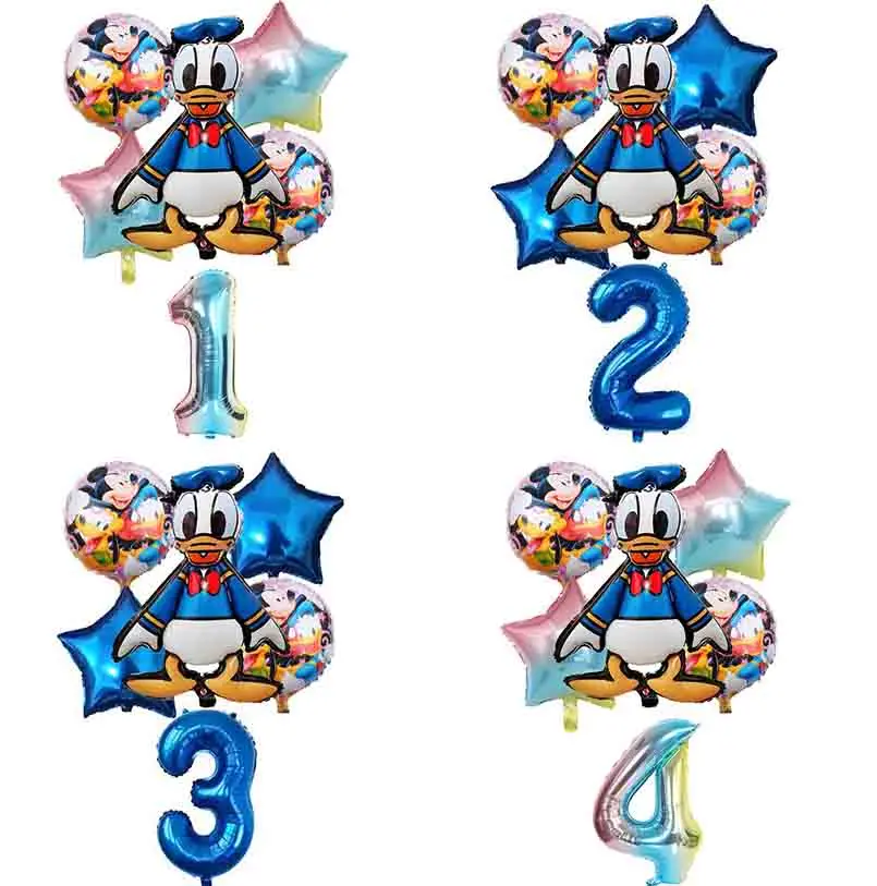 6 шт Дональд Дак воздушные шары Happy День рождения украшения Baby Shower поставки