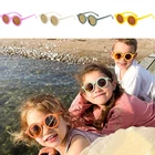 Детские солнцезащитные очки модные в стиле ретро однотонные ультрафиолетовые удобные круглые очки в оправе очки для детей подарок