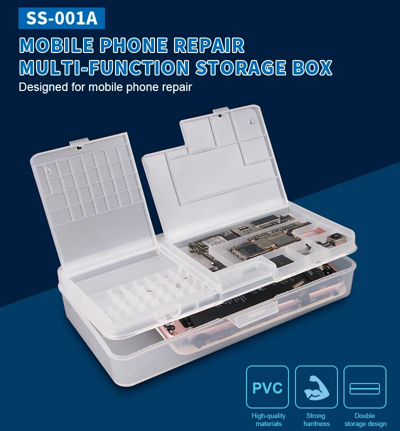 

Multifunctional Mobile Phone Repair Tool Box Storage Box for iPhone Motherboard LCD Screen Screws Chips Storage Box