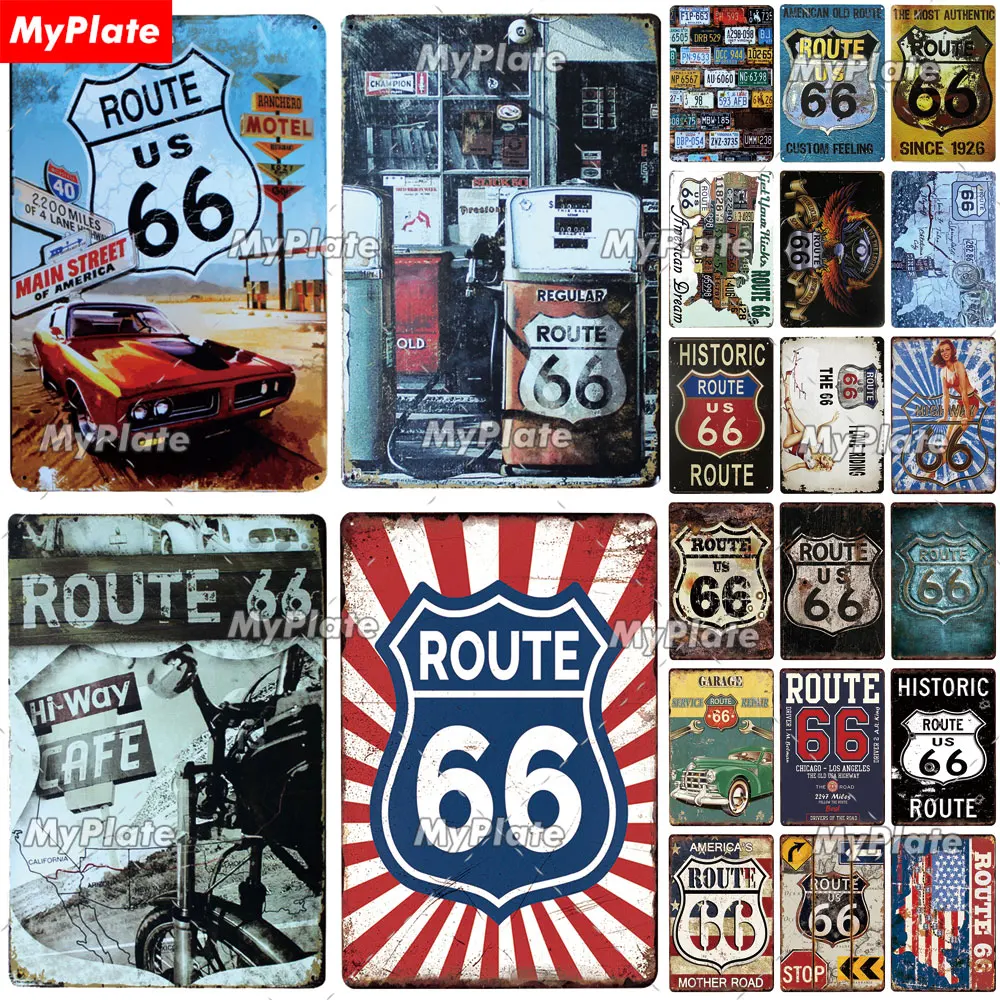 ROUTE66 металлический знак винтажная табличка олова для мотоцикла Настенный декор