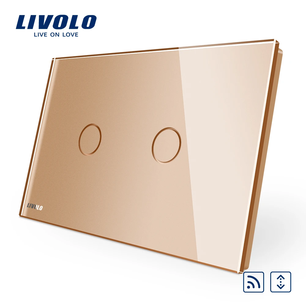 Livolo AU/US Стандартная Белая кристальная стеклянная панель, переменный ток 110~ 250 В, беспроводной пульт дистанционного управления Переключатели штор VL-C902WR-11