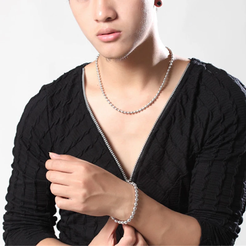 mens necklaces beads stainless steel large chain necklace gifts for male accessories jewelry on the neck wholesale | Украшения и