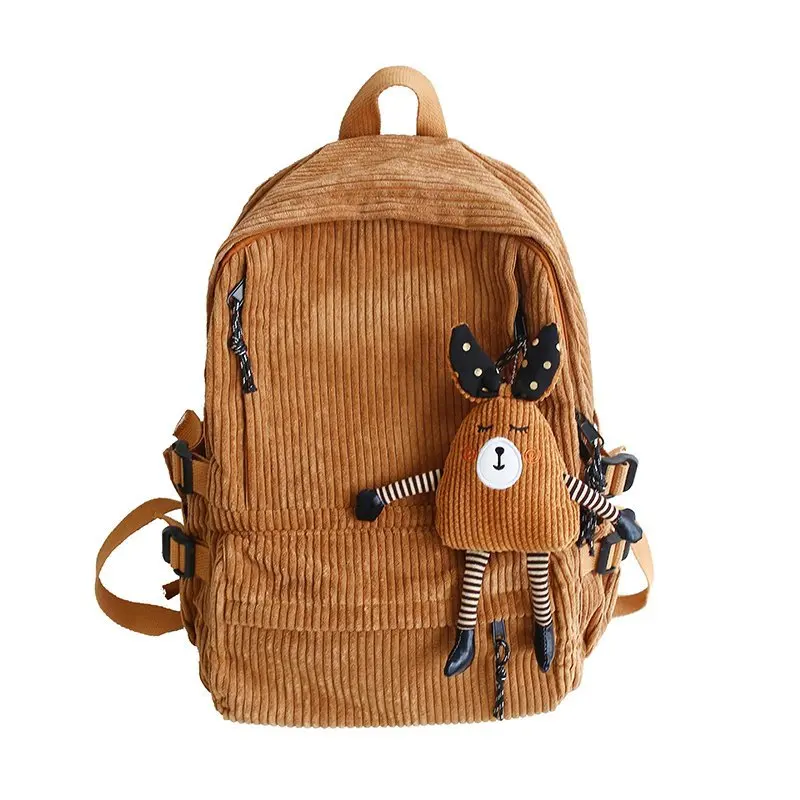 Corduroy Backpack 2020 New Winter School Bag Brand High Quality Leisure Or Trvel Bag for Women Large Capacity Backpack Solid