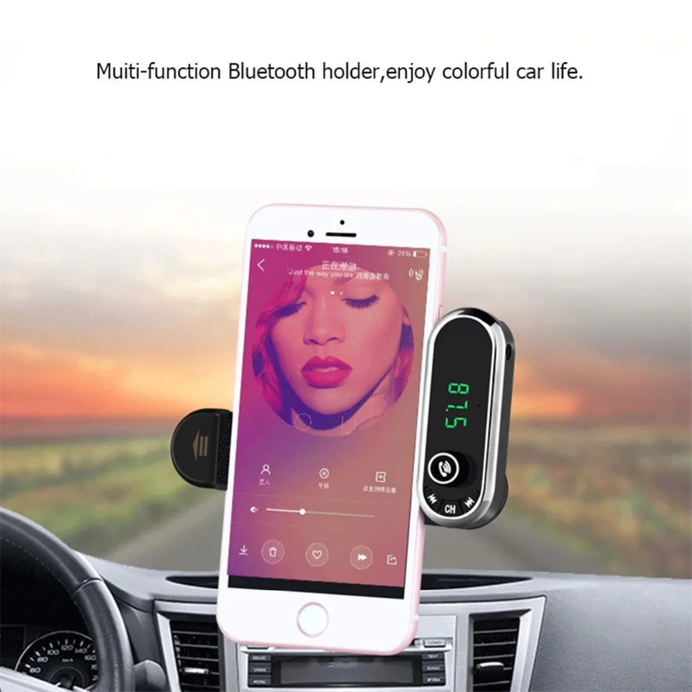 Автомобильный Bluetooth fm-передатчик с креплением для телефона, автомобильное зарядное устройство, Bluetooth автомобильный комплект, Радио адаптер для iPhone, Android, телефона, iPod, MP3 Play