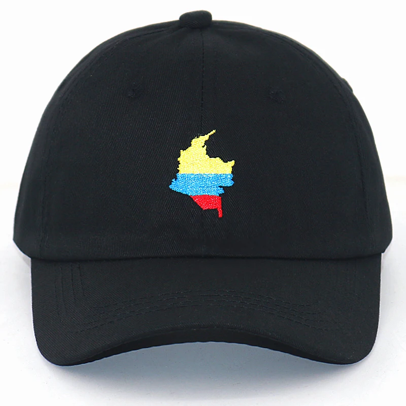 Бейсболка с вышивкой и картой Колумбии для мужчин женщин 100% хлопок Спортивная