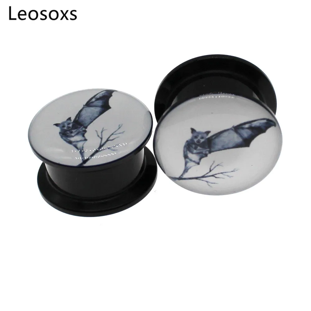 

Leosoxs 2pcs New Products Bat Acrylic Ear Expander Stud Thread Tunnel Earplug Stretcher Body Piercing Jewelry