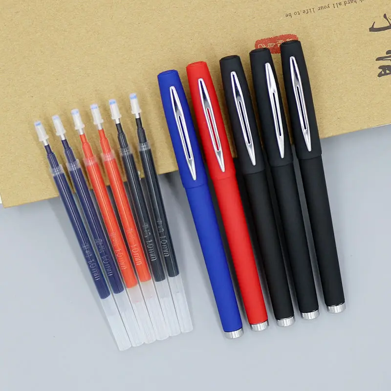 

3+10pcs 0.5 0.7 1.0mm Gel Pen Student Black Signature Large-capacity Refill Calligraphy Pen Work