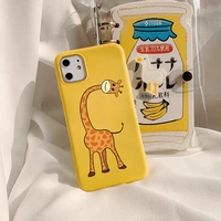 yellow giraffe phone case for iphone 11 12 13 pro max x xs max xr soft silicone cover for iphone 7 8 6s plus se 2 cute cartoon