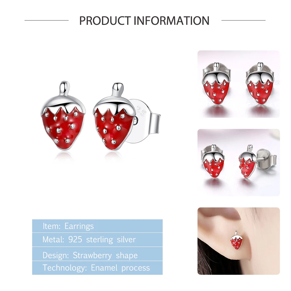 Женские серьги гвоздики из серебра 925 пробы с красной эмалью|Серьги-гвоздики| |