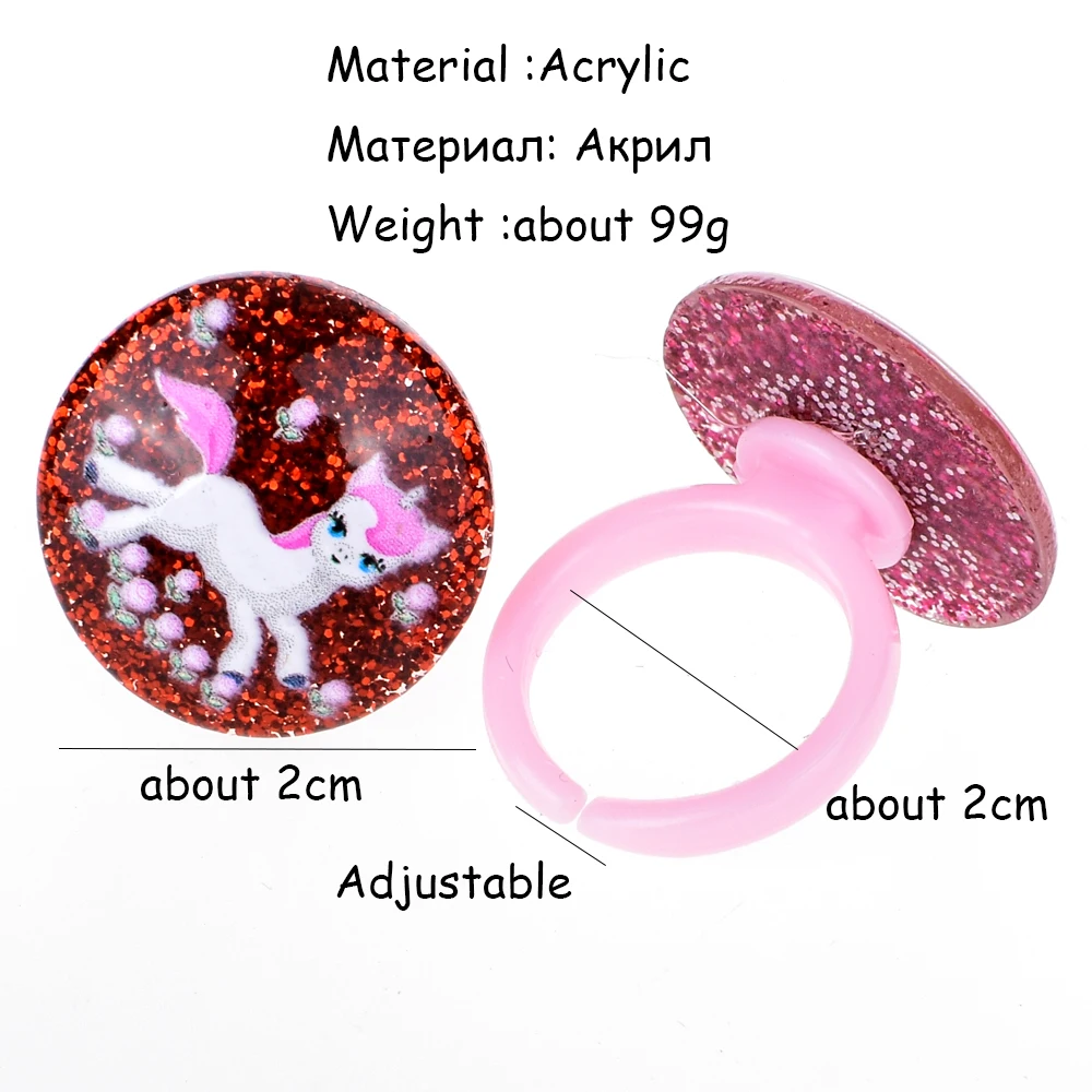 

36 pcs/lot Cute Acrylic Unicorn Finger Rings Sets For Women Kids Open Adjustable Round Animal Ring With Heart Box Birthday Gifts