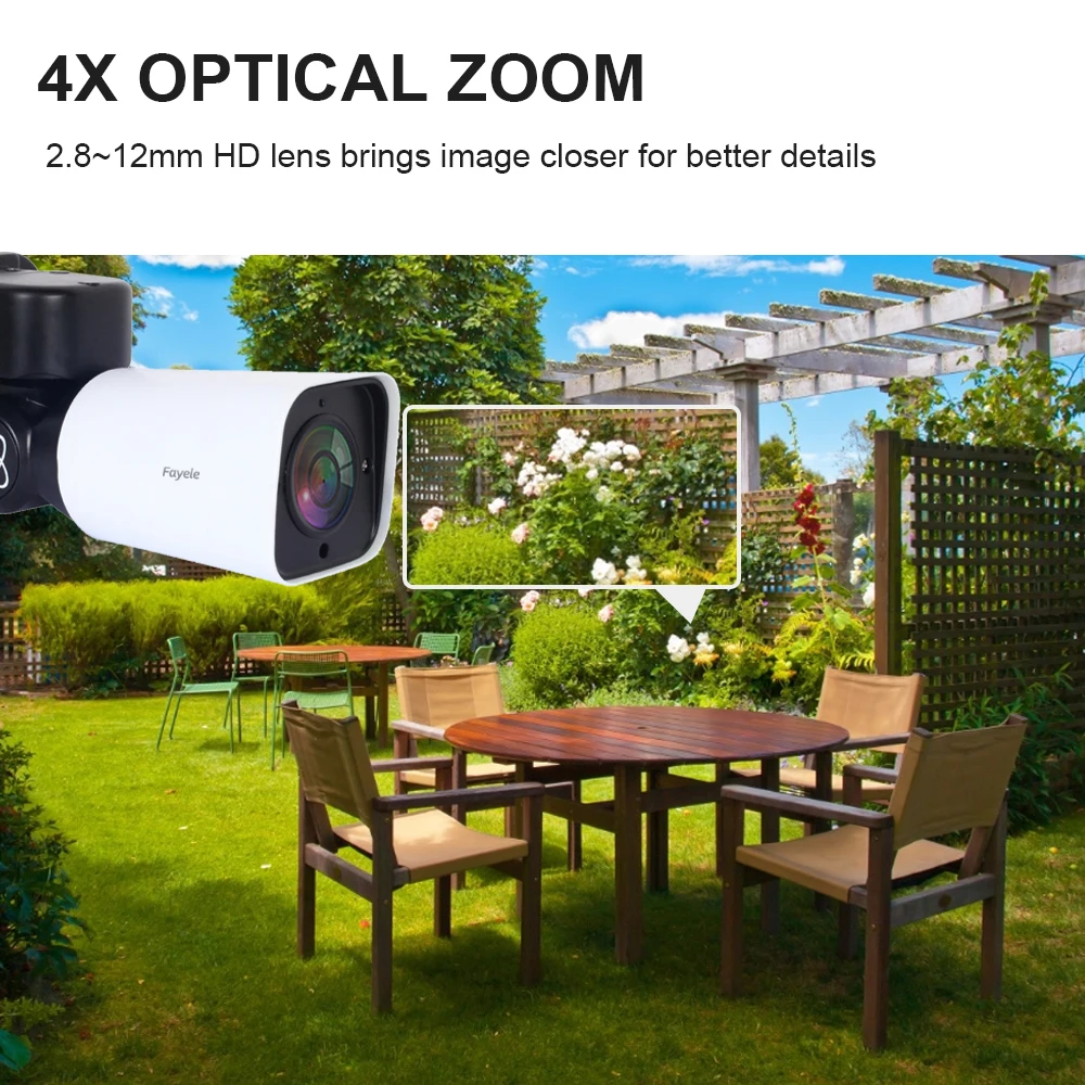 PoE 5MP Bullet PTZ Camera 4X Zoom 5 Megapixels IR50M IP66 Outdoor Weatherproof Home Video Surveillance Humanoid Detection | Безопасность